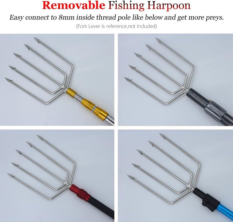 Dutiplus Large Fishing Harpoon 1~11 Prong Barded Stainless Steel Hunting Fish Gig Gaff Fork Hook with 8mm Screw for Catching Big Fish Mole Big Bullfrog - Image 5